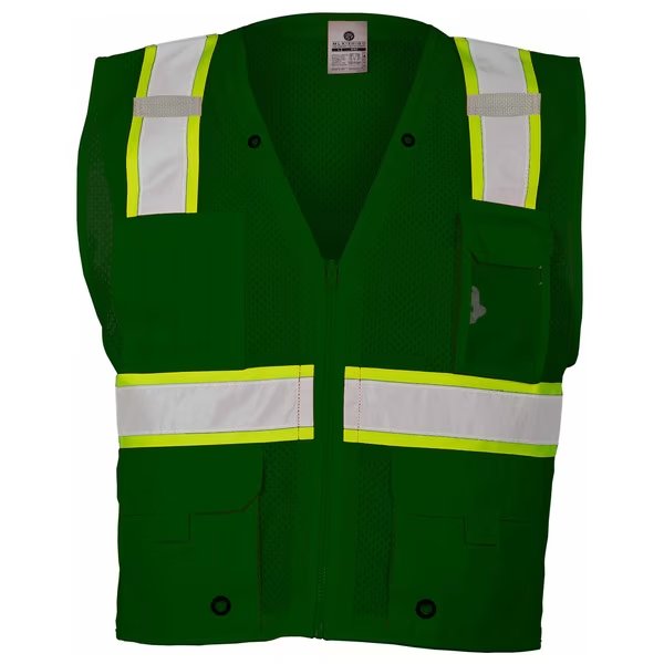 4X-5X Green Enhanced Visibility Multi Pocket Vest, KISHIGO, Mfr# B104-4X-5X